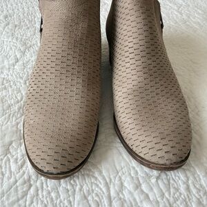 Lucky Brand Perforated Beige Ankle Booties